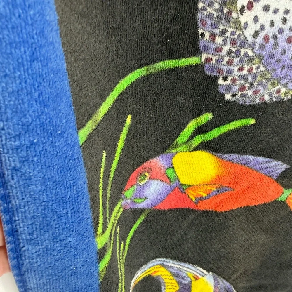 Vtg TerriSol Karsten Beach Towel Aquaria Tropical Fish Ocean‎ 100% Cotton Brazil